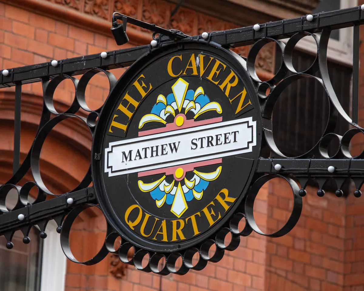 The Cavern Quarter sign on Mathew Street, Liverpool