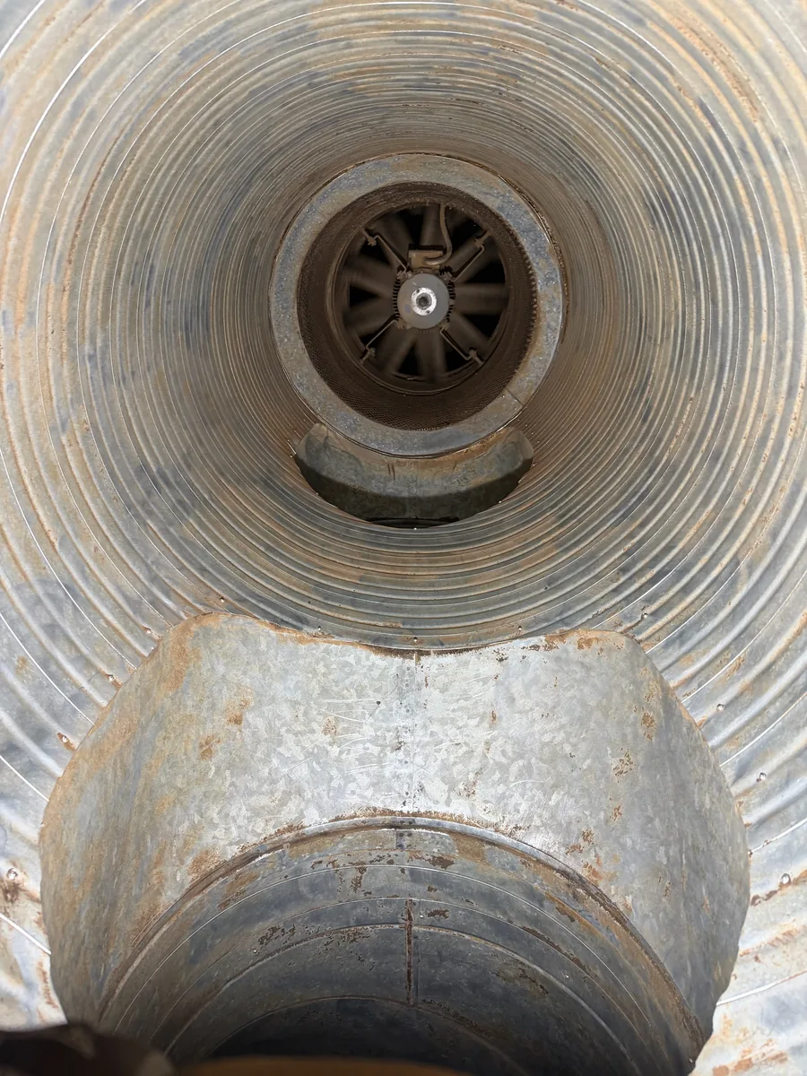 Clean industrial extract fan and ductwork after SMR Gas weekend clean