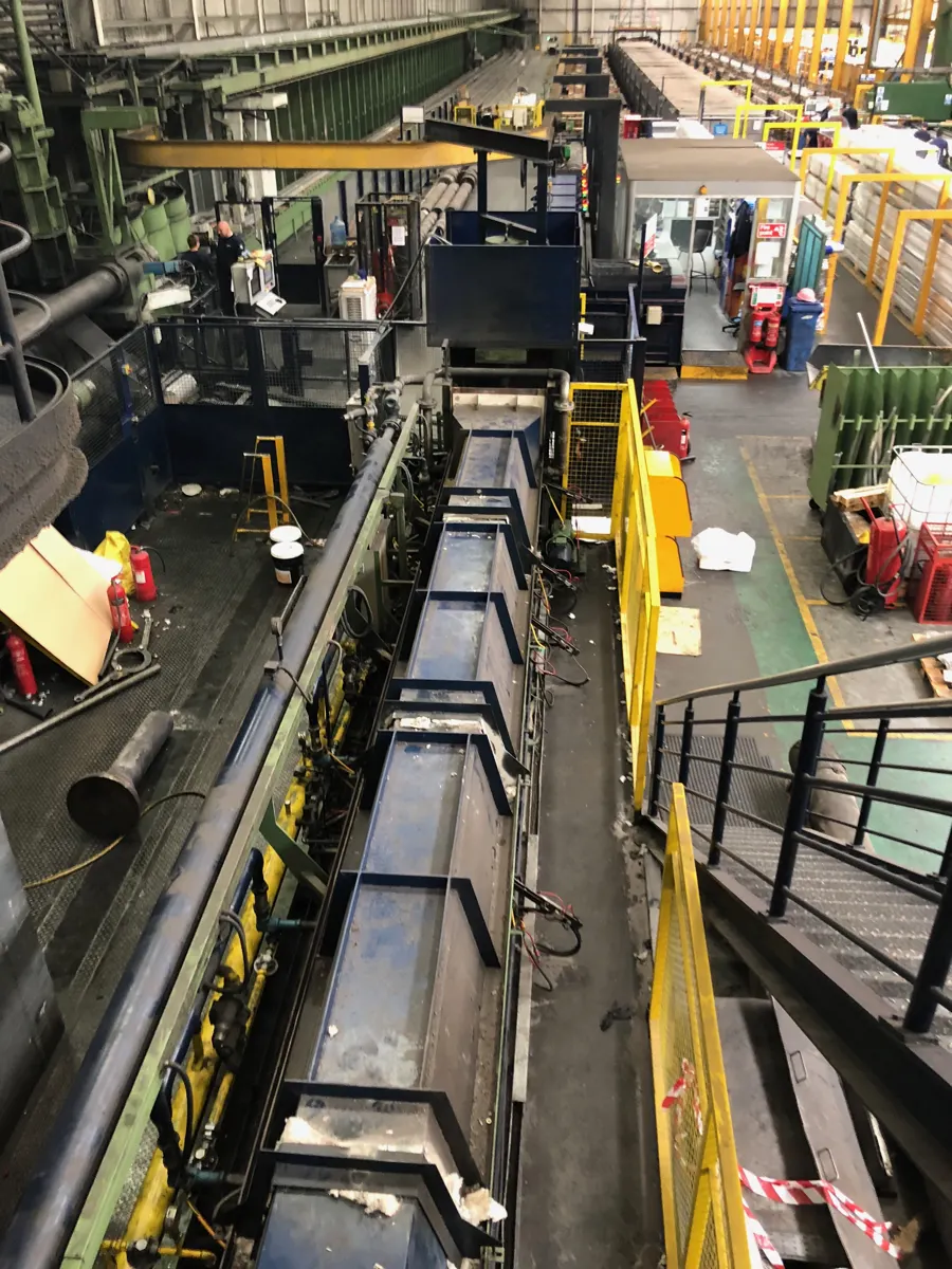 Gas-fired furnace line at a factory in Shepshed