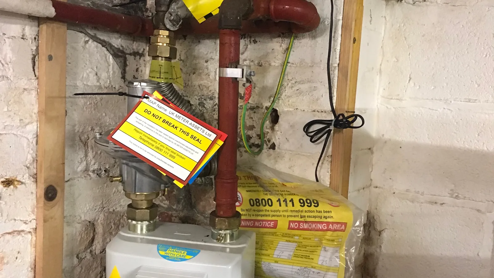 Commercial gas meter and isolation valves in St Helens