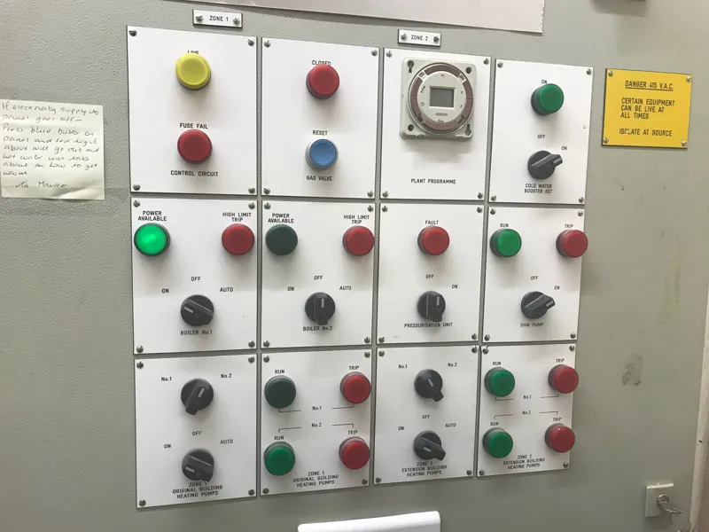 Gas plant control panel at an industrial site near Chorley