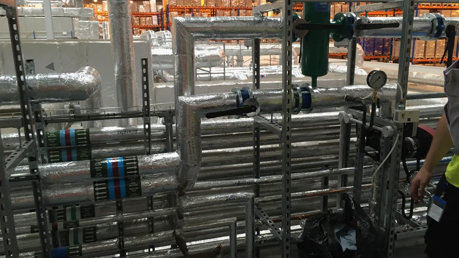 Industrial gas pipework at a site near Warrington